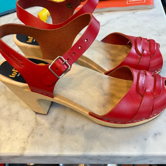 Swedish Hasbeens Peep Toe Sandal Clogs 39 - Picture 6 of 8
